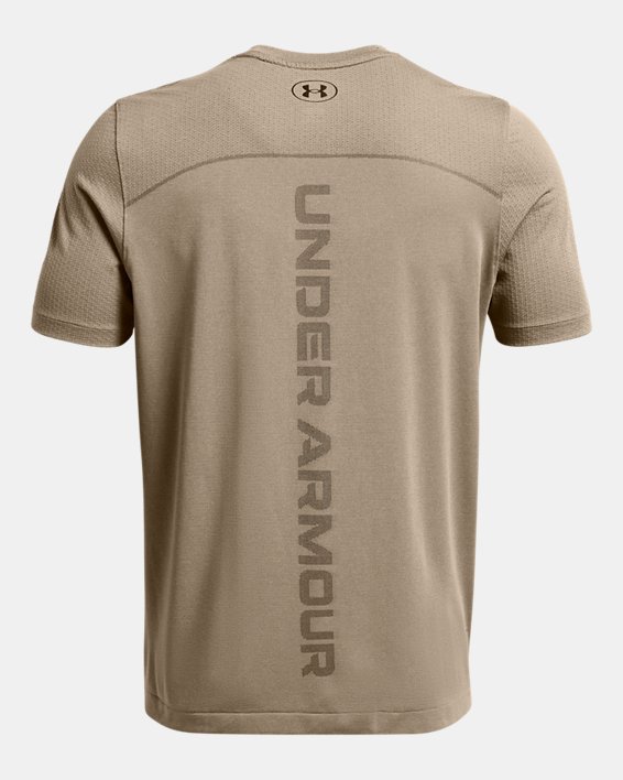 Men's UA Vanish Elite Seamless Wordmark Short Sleeve in Brown image number 4